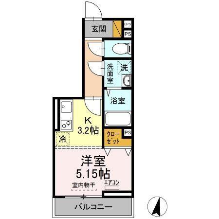 KLEIN KIRSCHE (1K/3階)の間取り写真