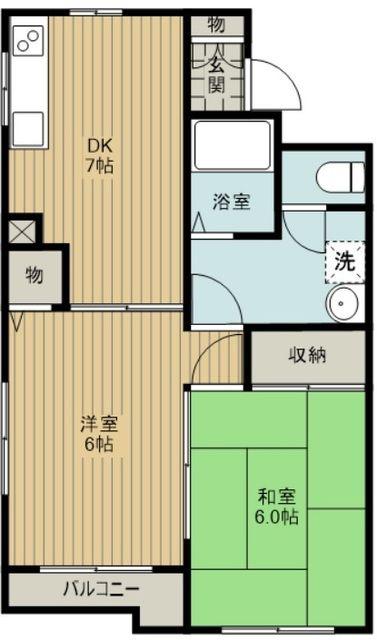 ドミール稲垣(2DK/1階)の間取り写真