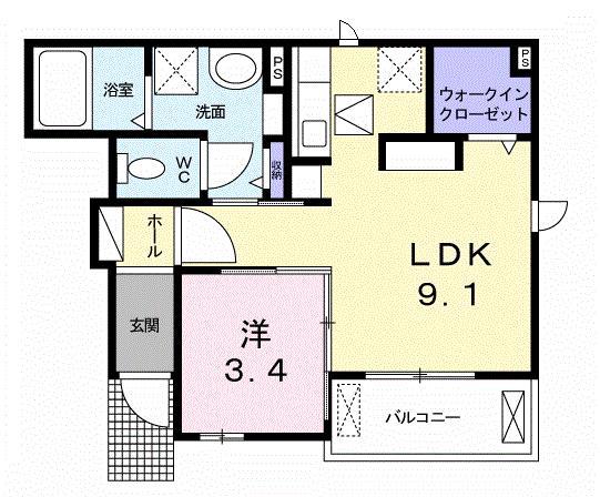 UメゾンII(1LDK/1階)の間取り写真