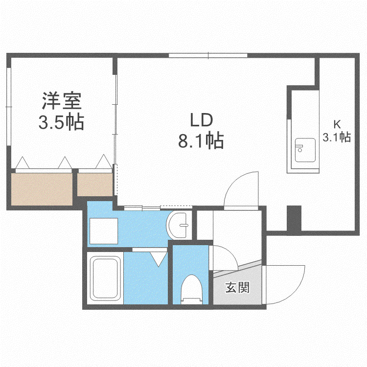SELECCAO南郷(1LDK/1階)の間取り写真