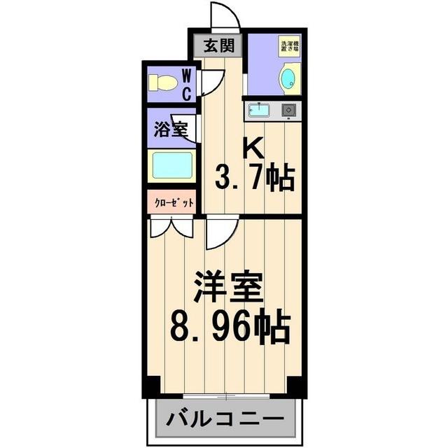 ソレイユ高野(1K/2階)の間取り写真