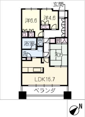 パークホームズ上小田井ガーデンアイル(3LDK/10階)の間取り写真