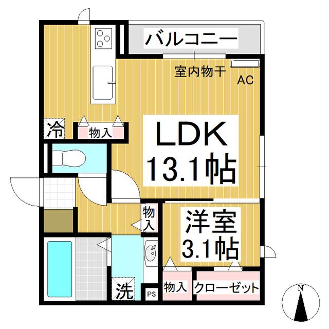 エイト クラウド(1LDK/1階)の間取り写真