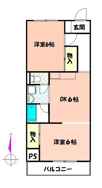 マリーズマンション(1LDK/2階)の間取り写真