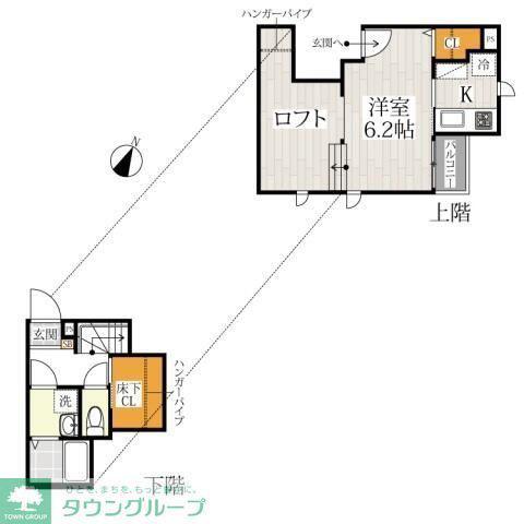CB川越ジュアン(1K/2階)の間取り写真