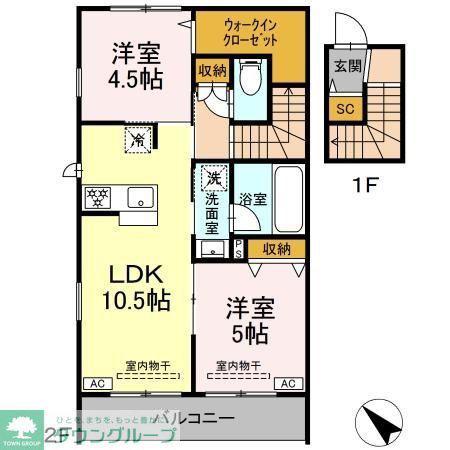 亀井野246メゾン(2LDK/2階)の間取り写真