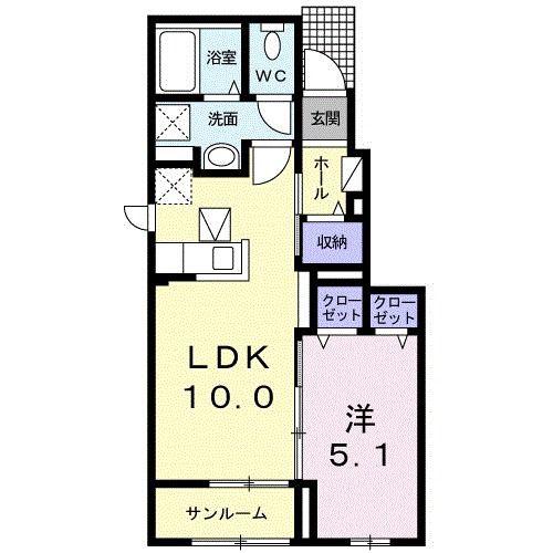 アクアマリンI(1LDK/1階)の間取り写真