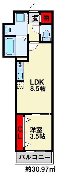 サンクレシア戸畑駅前II(1LDK/4階)の間取り写真