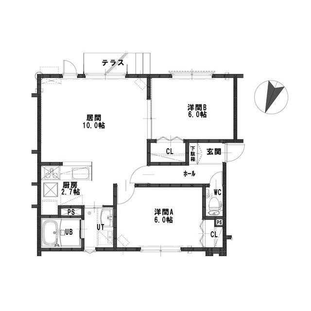 ルミエール大麻西町(2LDK/1階)の間取り写真