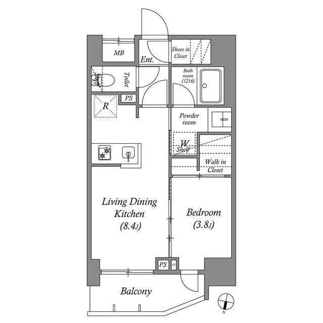 ACP RESIDENCE三ノ輪テラス(1LDK/2階)の間取り写真