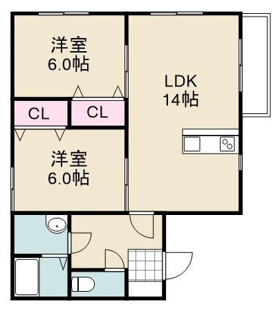 ESPERIOI(2LDK/2階)の間取り写真