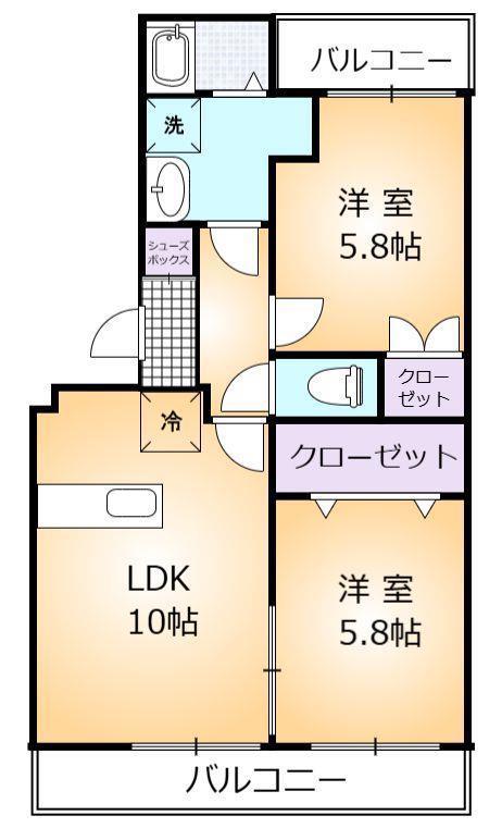 サンシャインエステート(2LDK/1階)の間取り写真