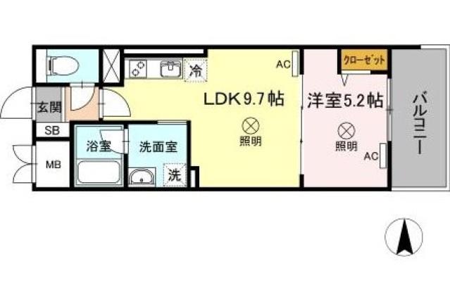 TWIN TOWER AZUKI(1LDK/2階)の間取り写真
