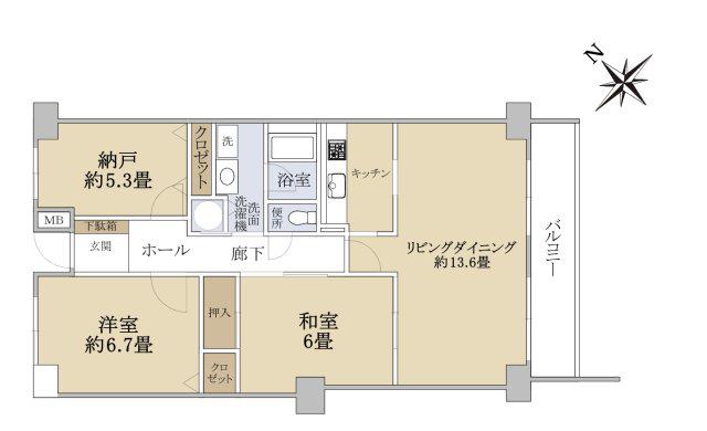 千里中央パークヒルズ H棟(2SLDK/6階)の間取り写真