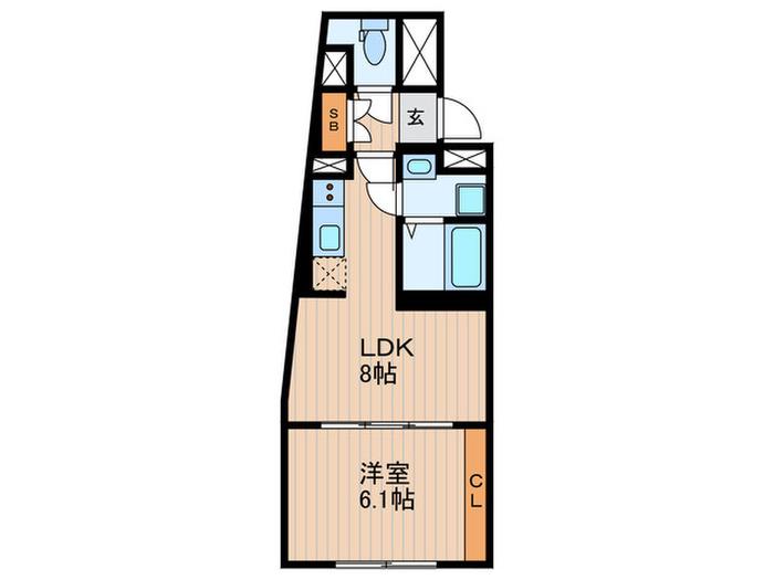 ベリエ羽田ウエスト(1LDK/4階)の間取り写真