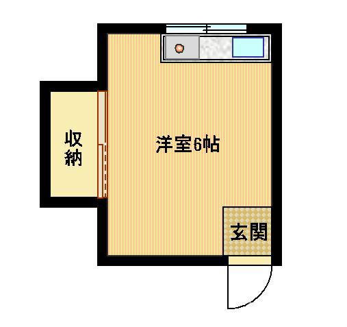 ハマダハウス(ワンルーム/1階)の間取り写真