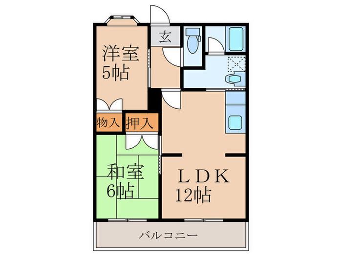 ウエストガーデン(2LDK/2階)の間取り写真