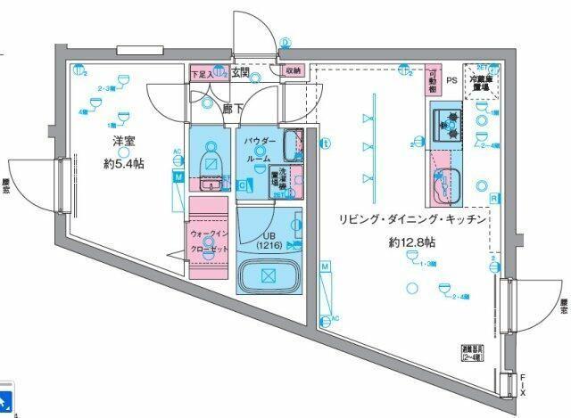 ジェノヴィア中野坂上(1LDK/2階)の間取り写真