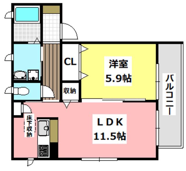 SHARMANT VILLA B棟(1LDK/1階)の間取り写真
