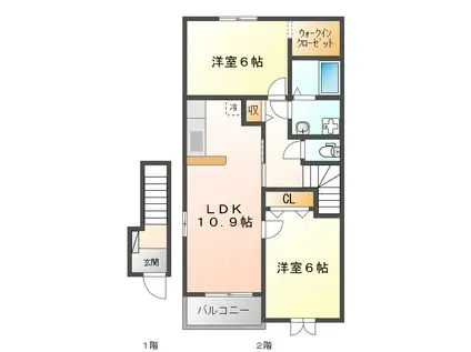 サーフサイド(2LDK/2階)の間取り写真