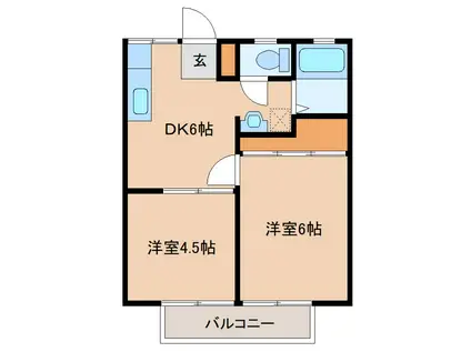 東郷ハイツ(2DK/1階)の間取り写真