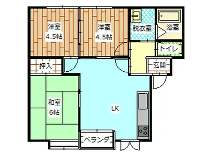 駅西アーバンライフ(3DK/2階)の間取り写真