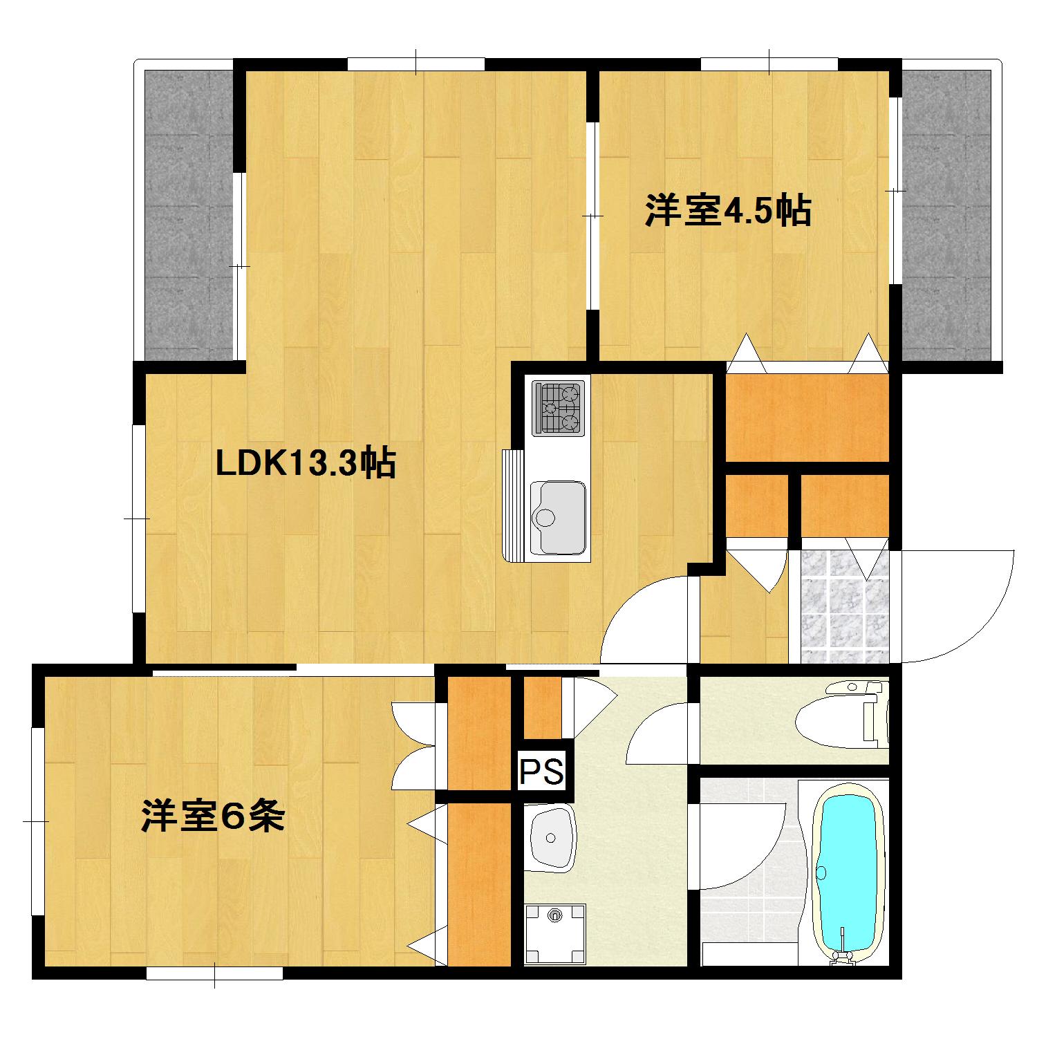 PALMSPRINGS矢口(2LDK/4階)の間取り写真