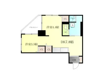 サンライズマンション(2DK/4階)の間取り写真