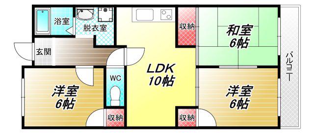 ハイツ南久宝寺(3LDK/4階)の間取り写真