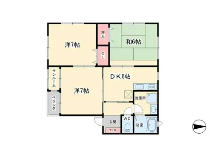 メゾンハイウィロ(3DK/1階)の間取り写真