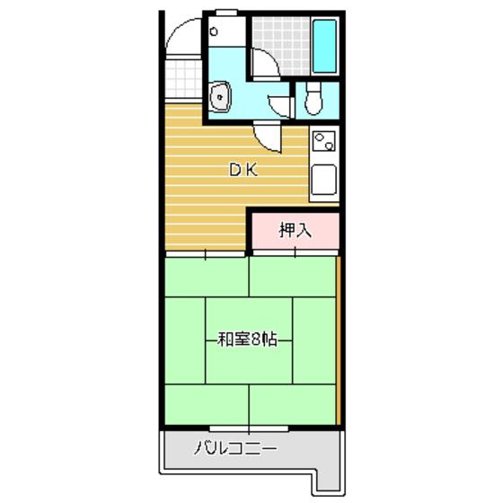 サンテラス大和(1DK/4階)の間取り写真