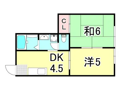 ルシエール平野C棟(2DK/2階)の間取り写真