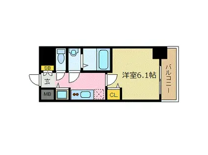 プレサンス難波駅前(1K/12階)の間取り写真