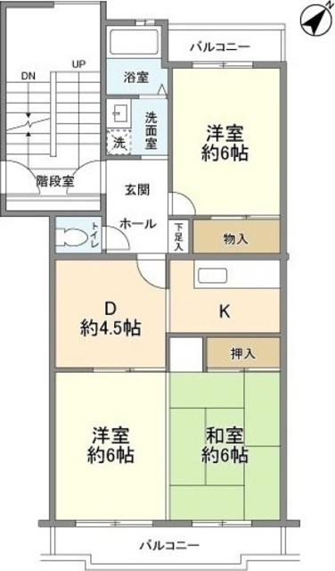 パークヒル航空公園II(3DK/4階)の間取り写真