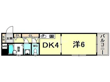 プレサンス新神戸(1DK/6階)の間取り写真