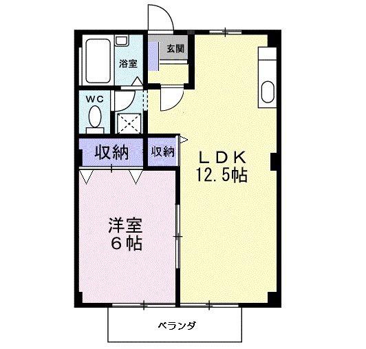シティハイツ矢吹(1LDK/2階)の間取り写真