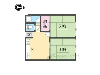 ハイツ大栄(2K/1階)の間取り写真