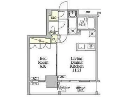 ジオエント白金台(1LDK/2階)の間取り写真
