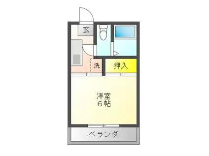 グリーコーポラス(1K/2階)の間取り写真