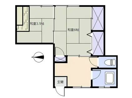 S1091R 第1久保喜コーポ(2K/3階)の間取り写真