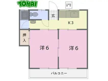 東新コーポ(2K/2階)の間取り写真