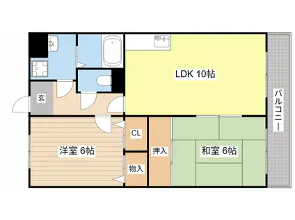 カルフールVI(2LDK/2階)の間取り写真