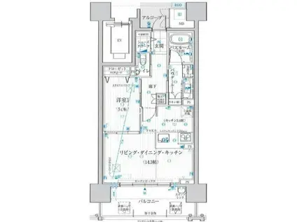 リフローレ浜松中央(1LDK/9階)の間取り写真