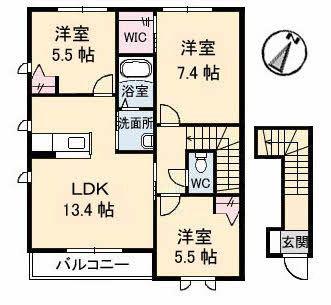 タウン表参道D棟(3LDK/2階)の間取り写真