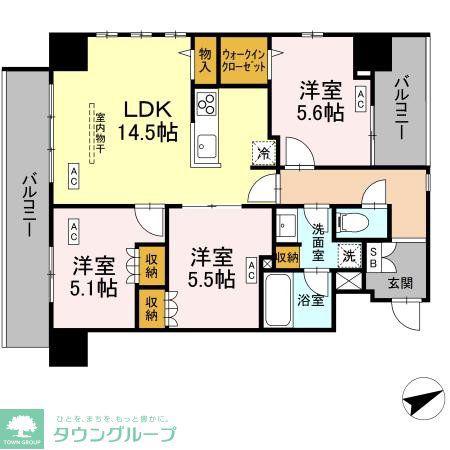 サンジョイアゼロ(3LDK/2階)の間取り写真