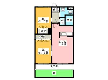 NY ウエスト HARLEY A棟(2LDK/1階)の間取り写真