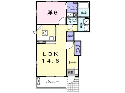 グランモデッサB(1LDK/1階)の間取り写真