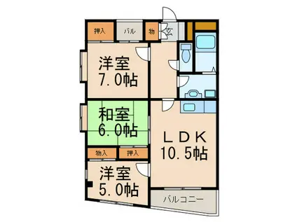 フローレンス東光寺(3LDK/3階)の間取り写真