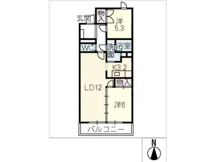 セントラルハウス(2LDK/1階)の間取り写真
