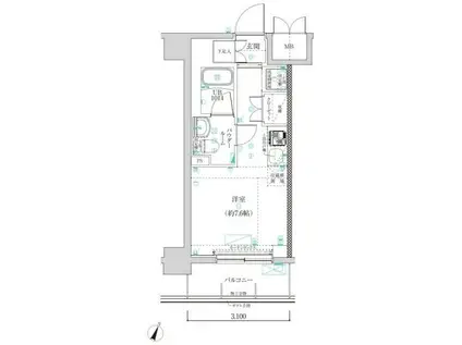 クラリッサ横浜アレッタ(ワンルーム/3階)の間取り写真